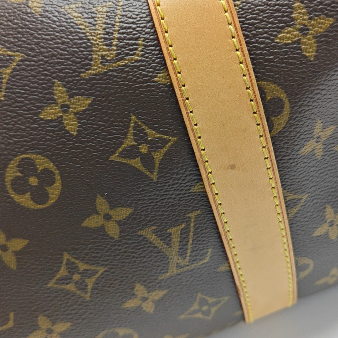 KEEPALL 50 Monogram Coated Canvas Brown