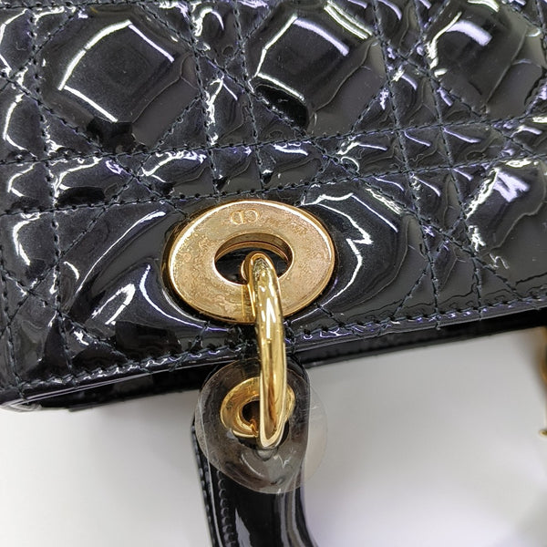Lady Dior Medium Cannage Patent Leather Black