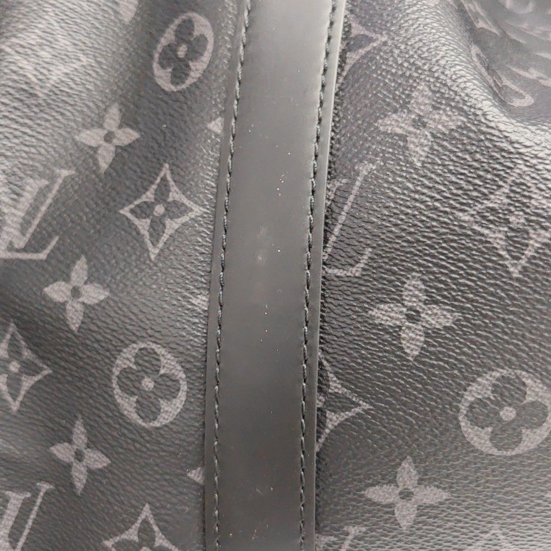 KEEPALL 55 Monogram Coated Canvas Black