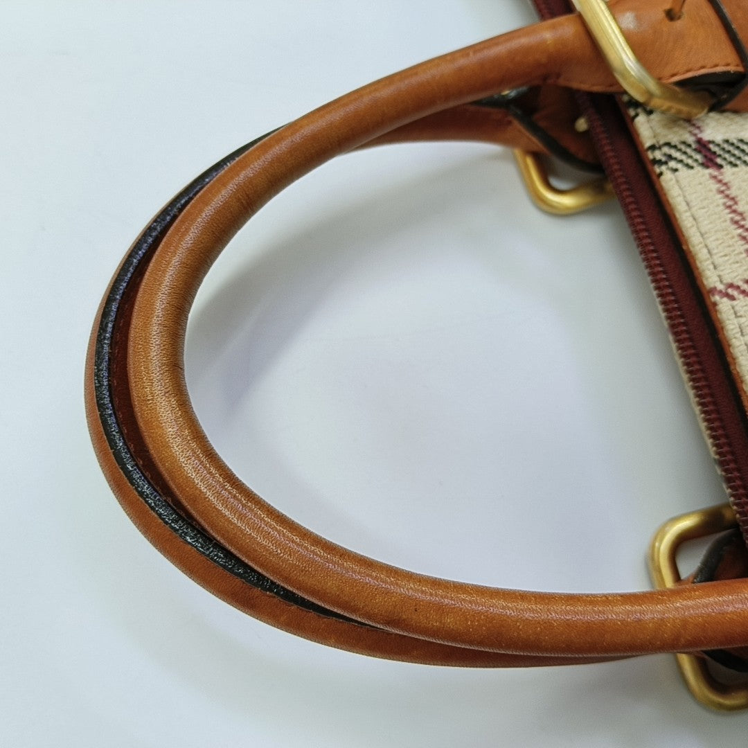 Fabric Top Handle Bag Brown