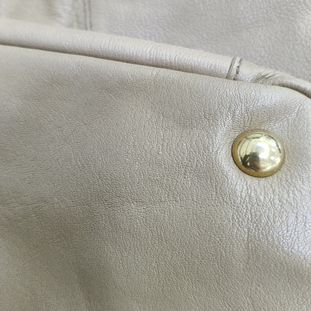 Leather Shoulder Bag Beige