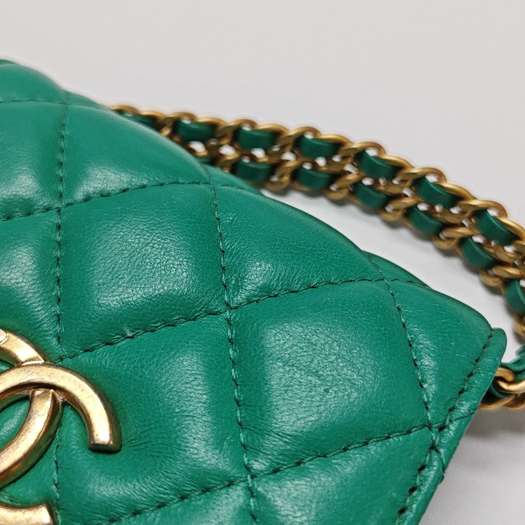 Quilted Calfskin Shoulder Bag Green