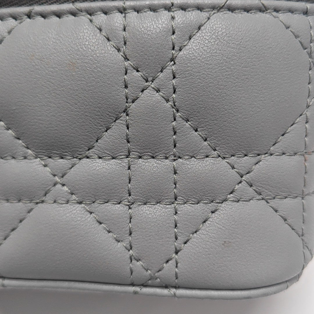Vanity Lady Dior Super Mini Cannage Lambskin Gray