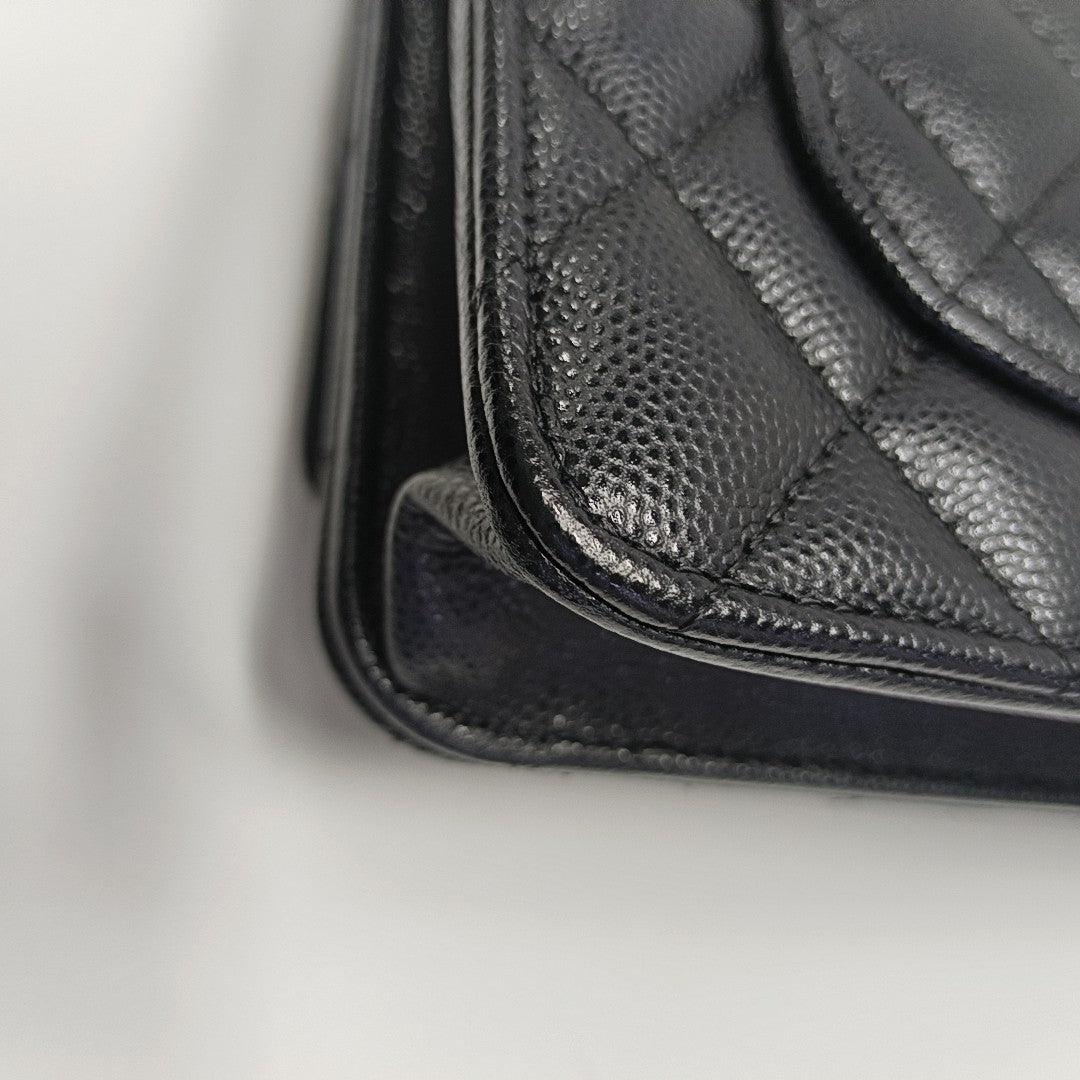 WOC Quilted Grained Calfskin Black