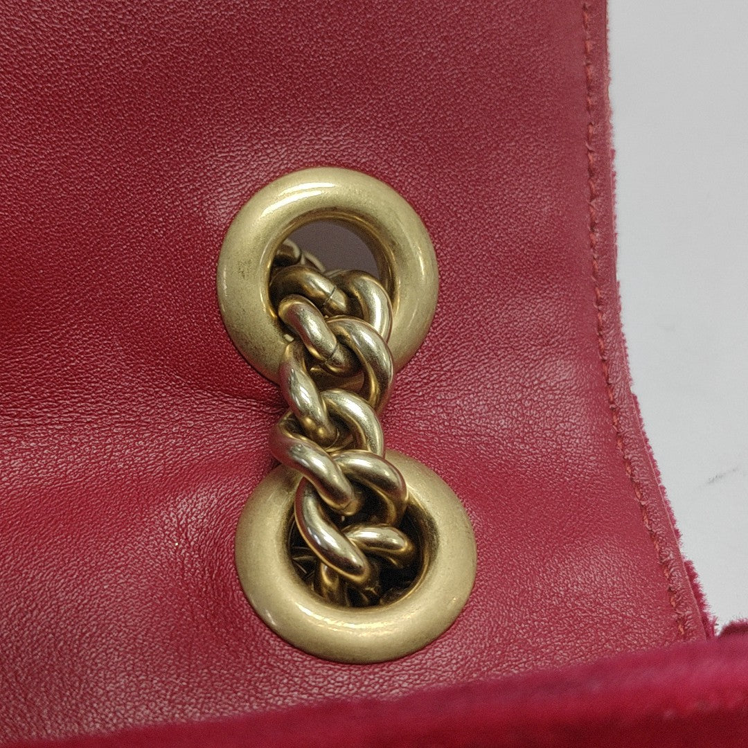 GG Marmont Medium Quilted Velvet Red