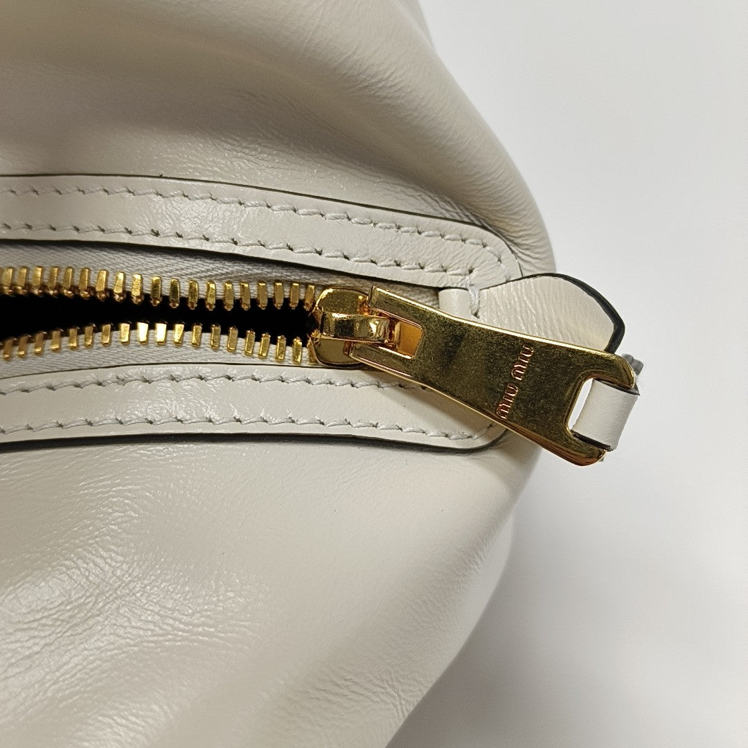 Leather Top Handle Bag White