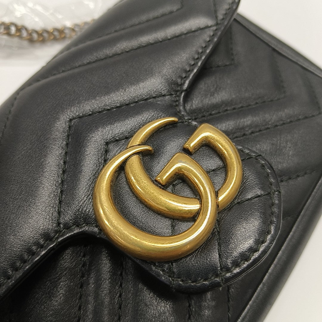 GG Marmont Mini Quilted Calfskin Black