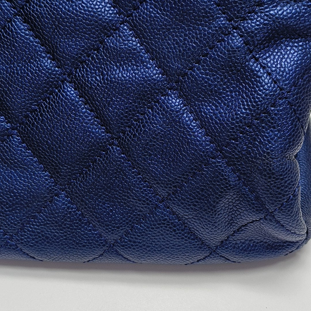 CC TIMELESS SOFT Small Quilted Grained Calfskin Blue