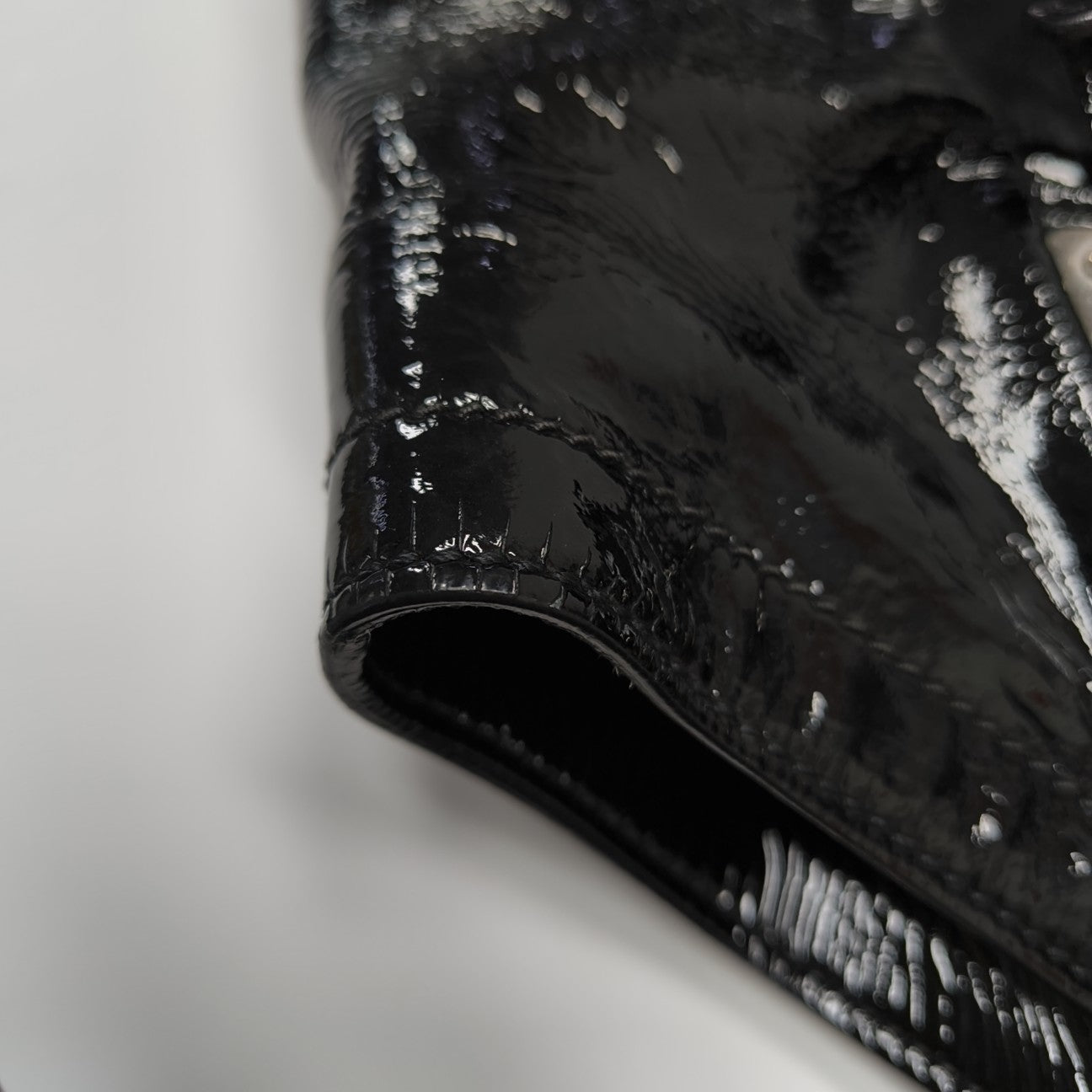 Patent Leather Top Handle Bag Black