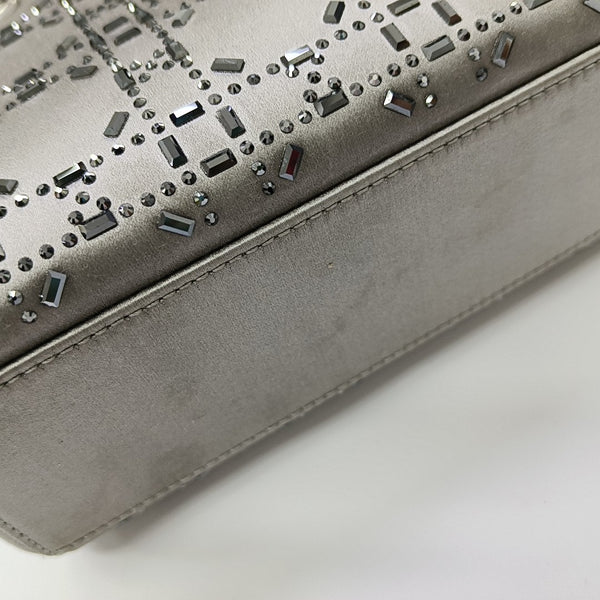 Lady Dior Mini Cannage Silk Satin Gray