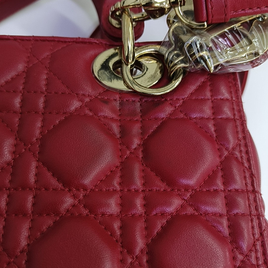 Lady Dior Medium Cannage Lambskin Red