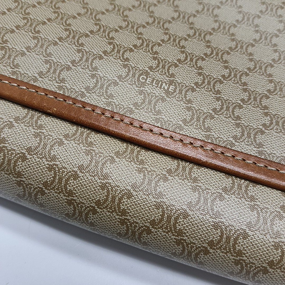 Coated Canvas Shoulder Bag Beige