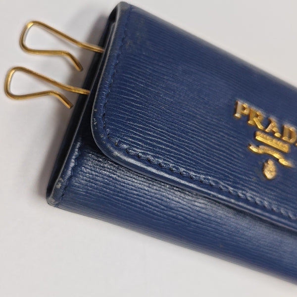 Saffiano Calfskin Key Pouch Blue