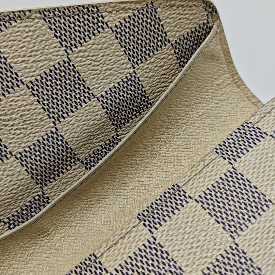 SARAH Damier Azur Coated Canvas White Wallet