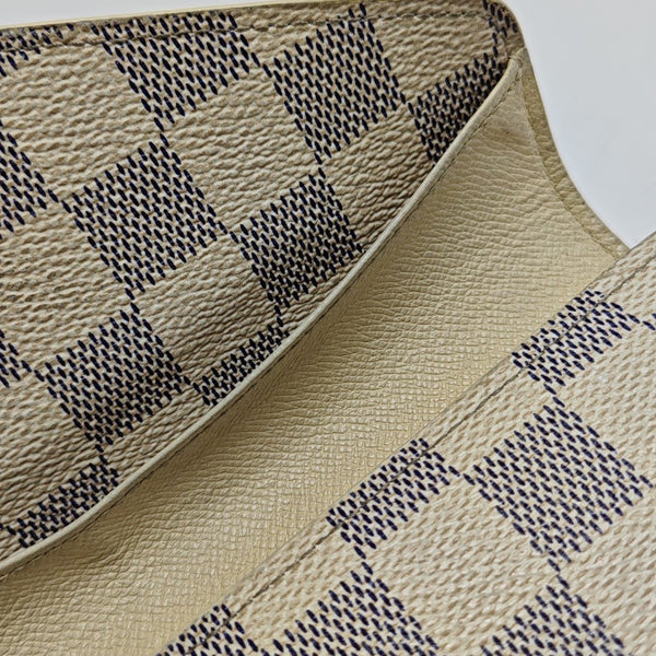 SARAH Damier Azur Coated Canvas White Wallet
