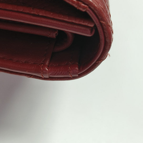 CLASSIC FLAP Mini Quilted Grained Calfskin Red Wallet