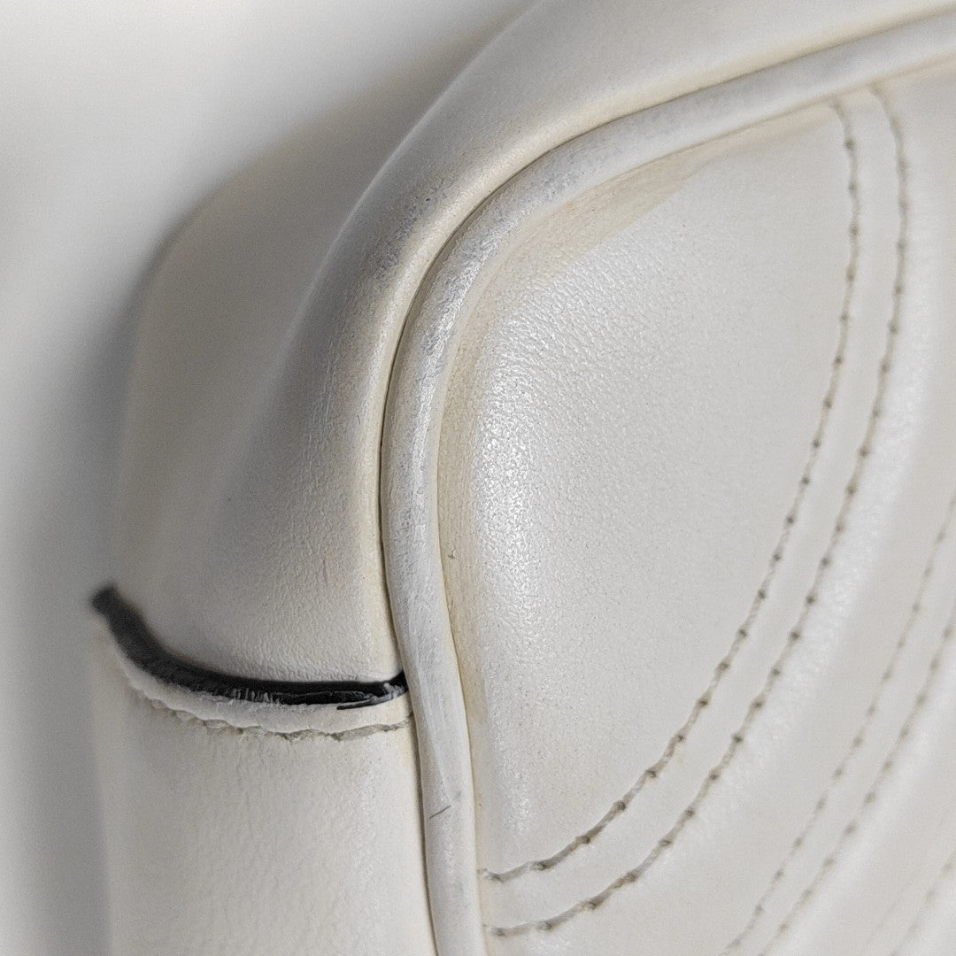GG Marmont Medium Quilted Calfskin White
