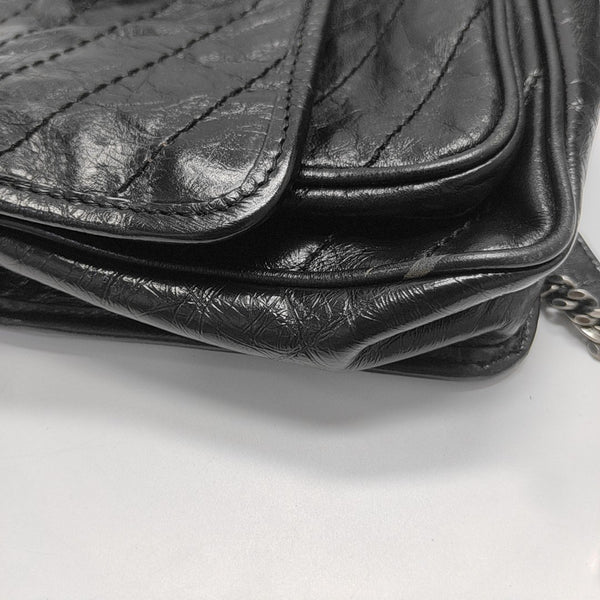 NIKI Small Chevron Calfskin Black
