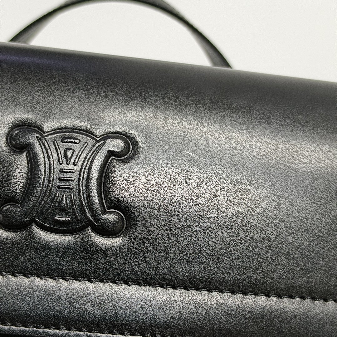 Calfskin Top Handle Bag Black