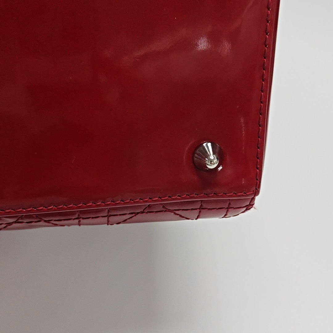 Lady Dior Medium Quilted Patent Leather Red