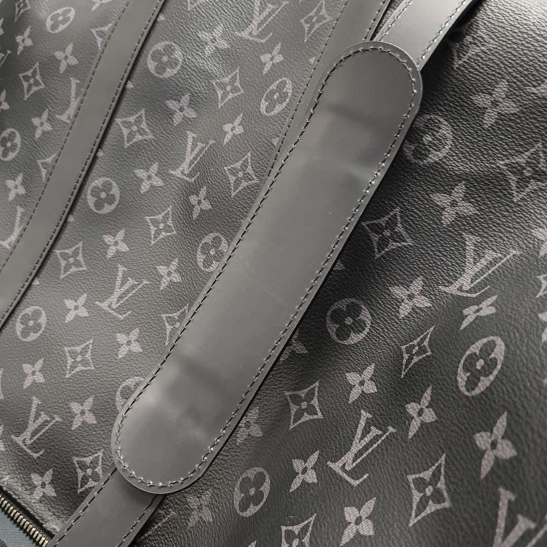 KEEPALL 55 Monogram Coated Canvas Black