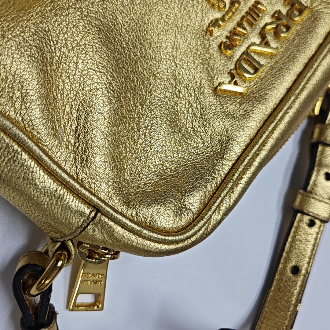 Calfskin Shoulder Bag Gold