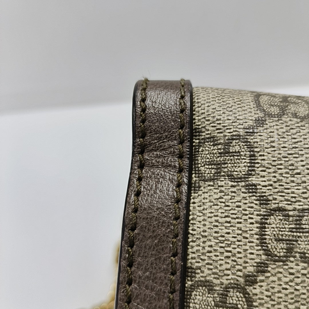 Ophidia Small Monogram Lona Revestida Beige