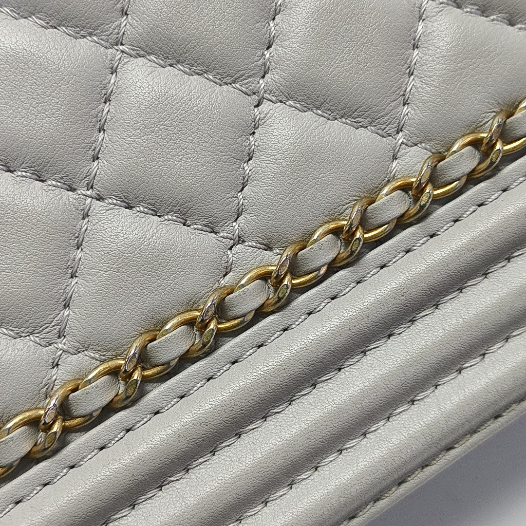 BOY CHANEL Medium Quilted Calfskin Gray