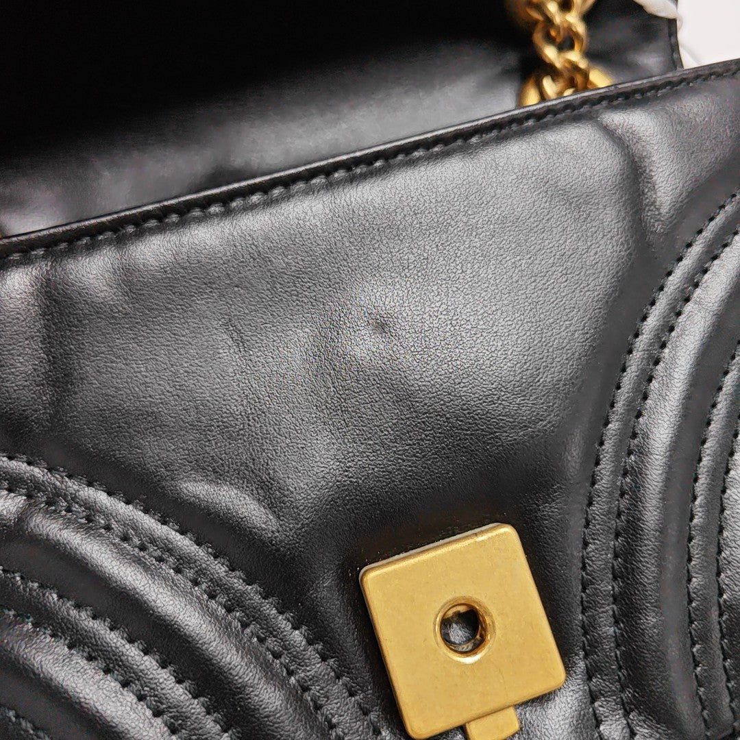 GG Marmont Small Quilted Calfskin Black