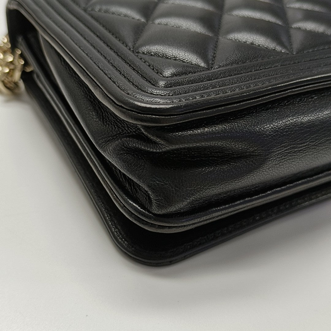 BOY CHANEL Mini Quilted Lambskin Black