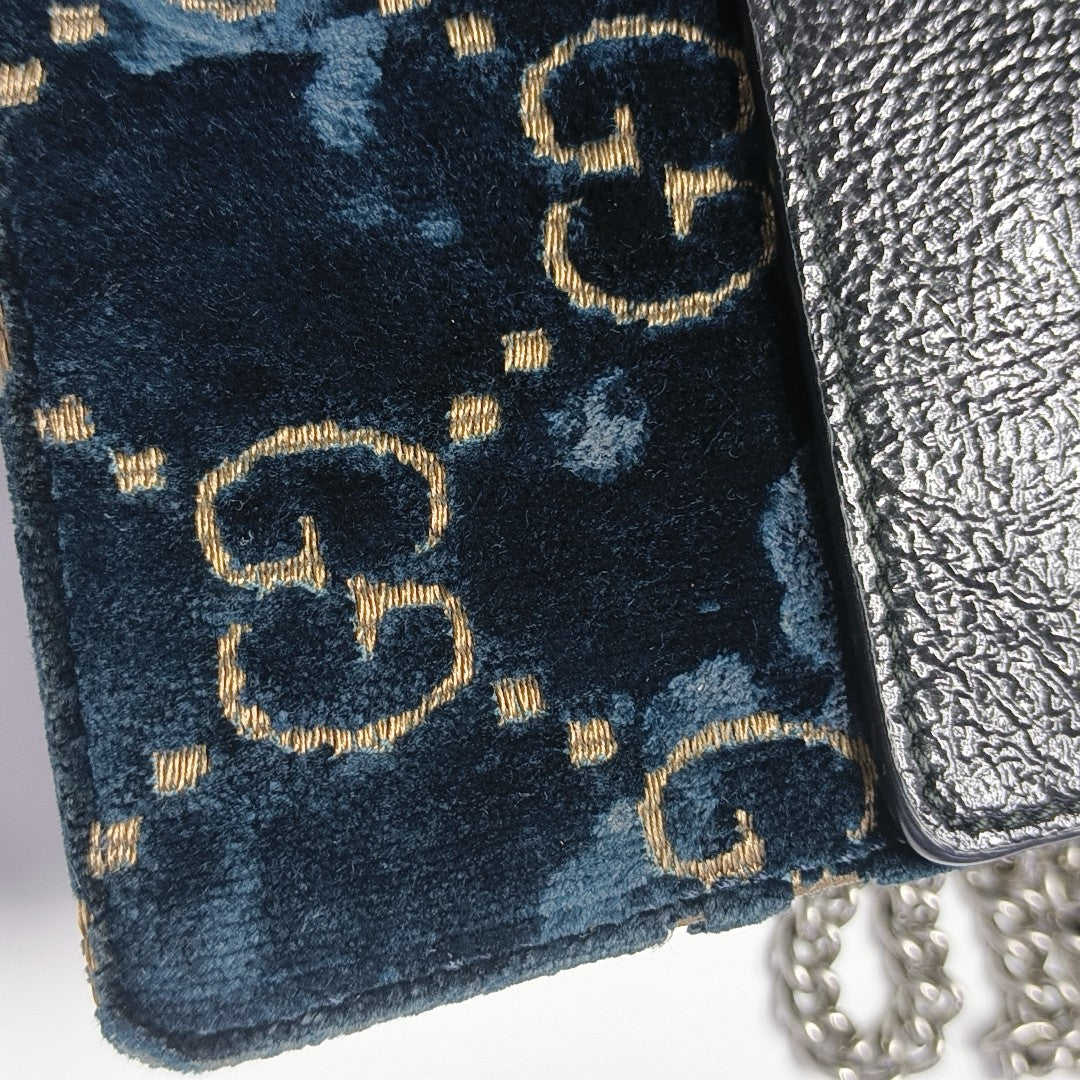 Dionysus Super Mini Monogram Velvet Blue