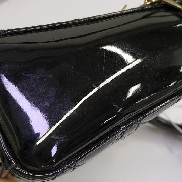 Lady Dior Mini Cannage Patent Leather Black
