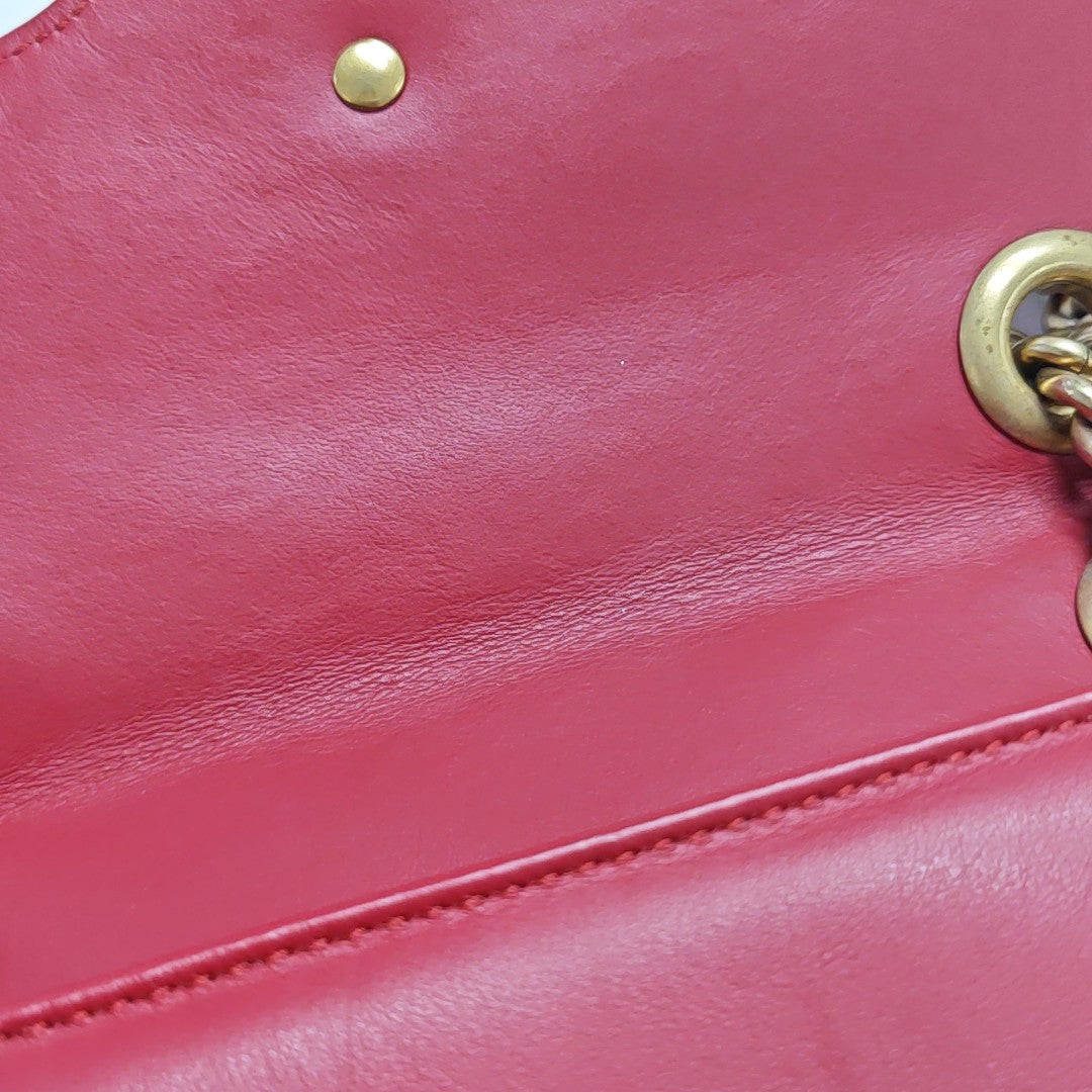 GG Marmont Small Quilted Calfskin Red
