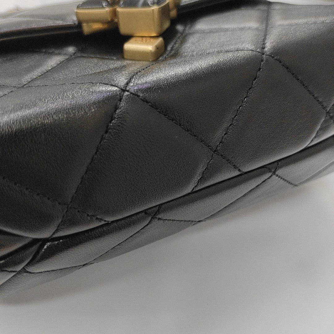 Quilted Lambskin Shoulder Bag Mini Black