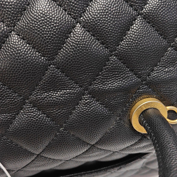 COCO HANDLE Small Quilted Grained Calfskin Black