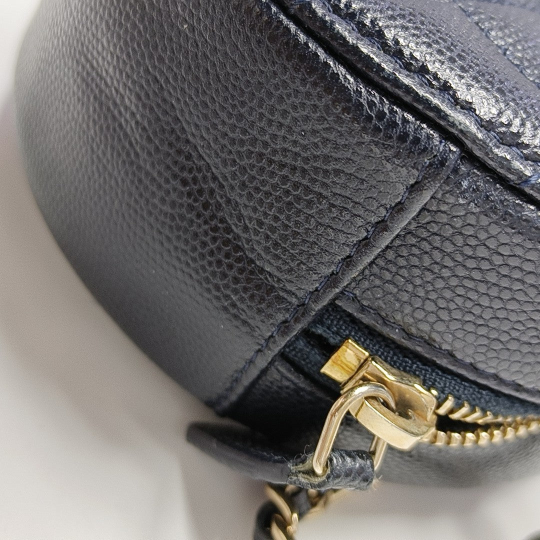 ROUND Quilted Grained Calfskin Blue
