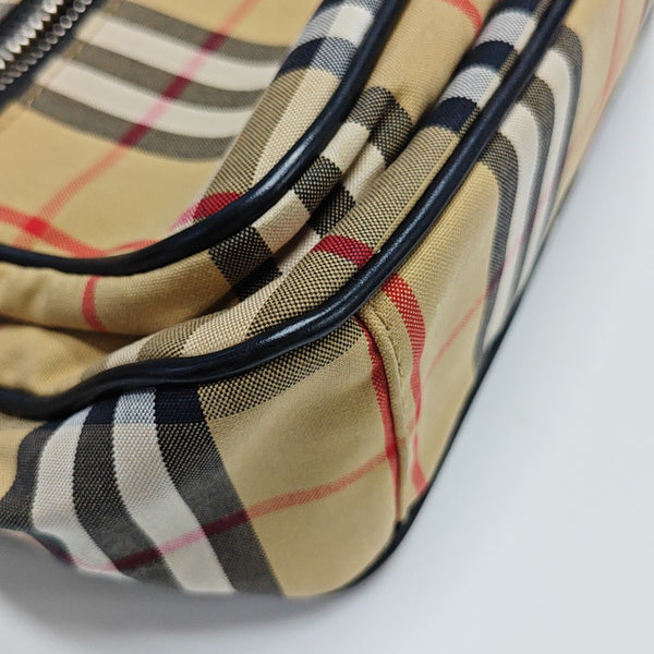 Bolso de hombro de lona pequeño beige