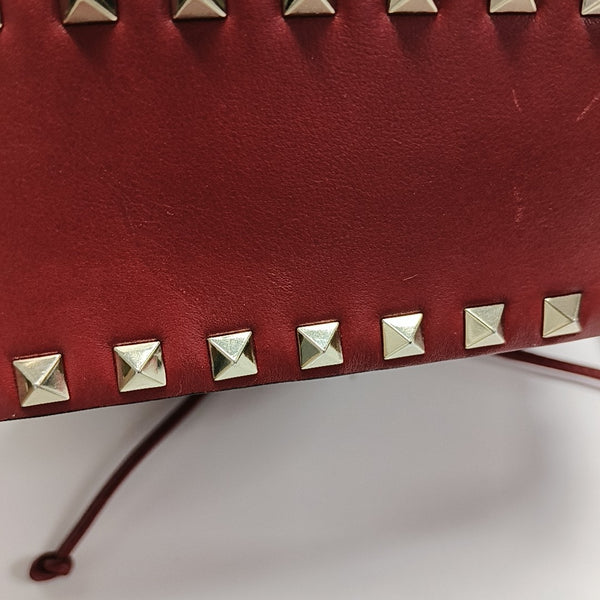 Rockstud Small Calfskin Red
