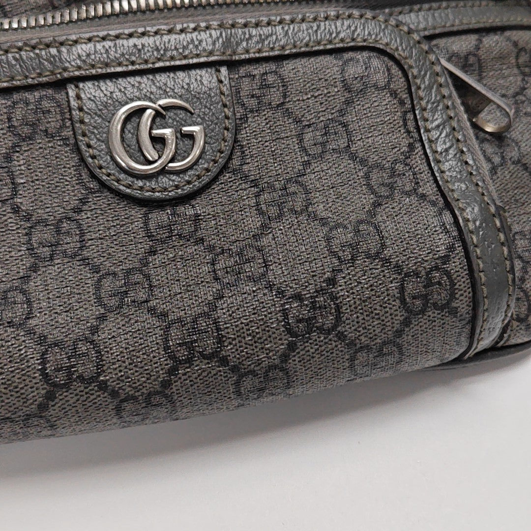 Ophidia Small Monogram Coated Canvas Gray