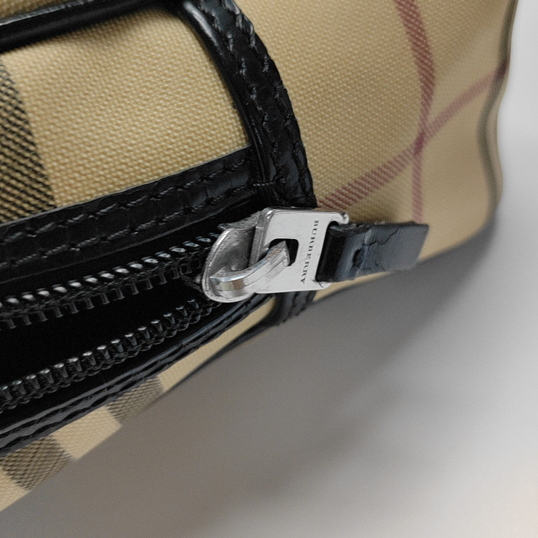 Coated Canvas Top Handle Bag Beige