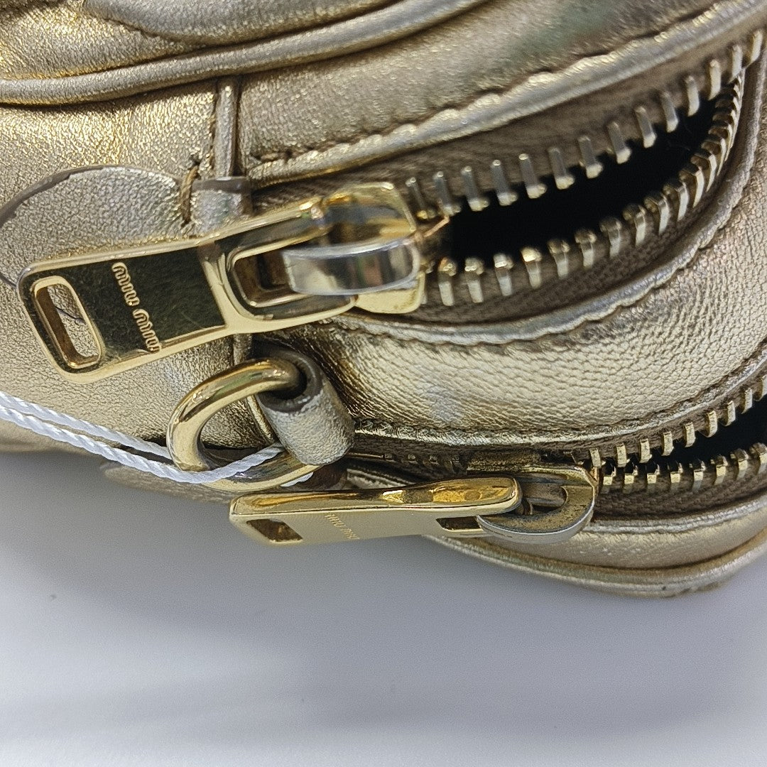 Quilted Lambskin Shoulder Bag Gold