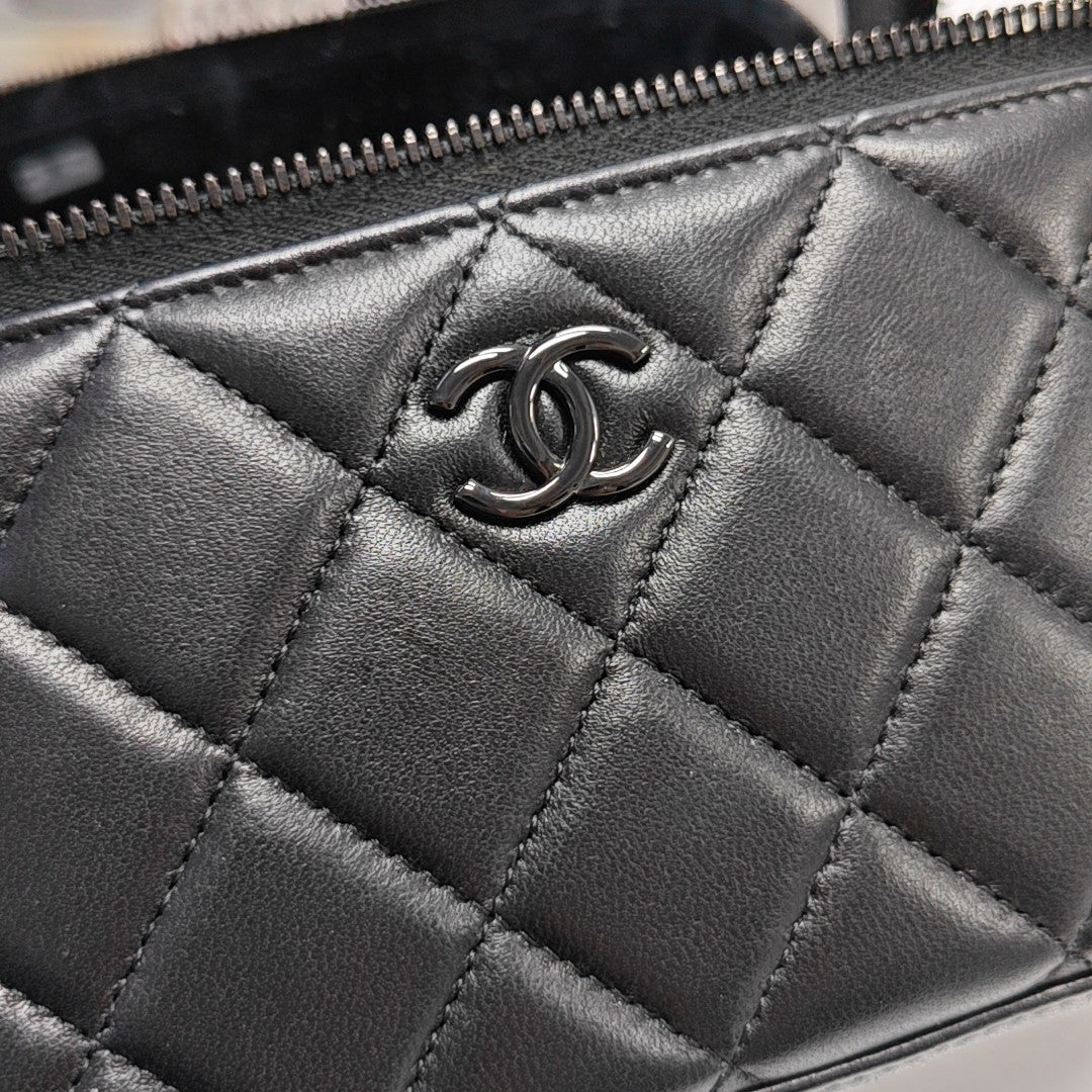 BOLSOS DE COSMÉTICOS VINTAGE Piel de Cordero Acolchada Negra