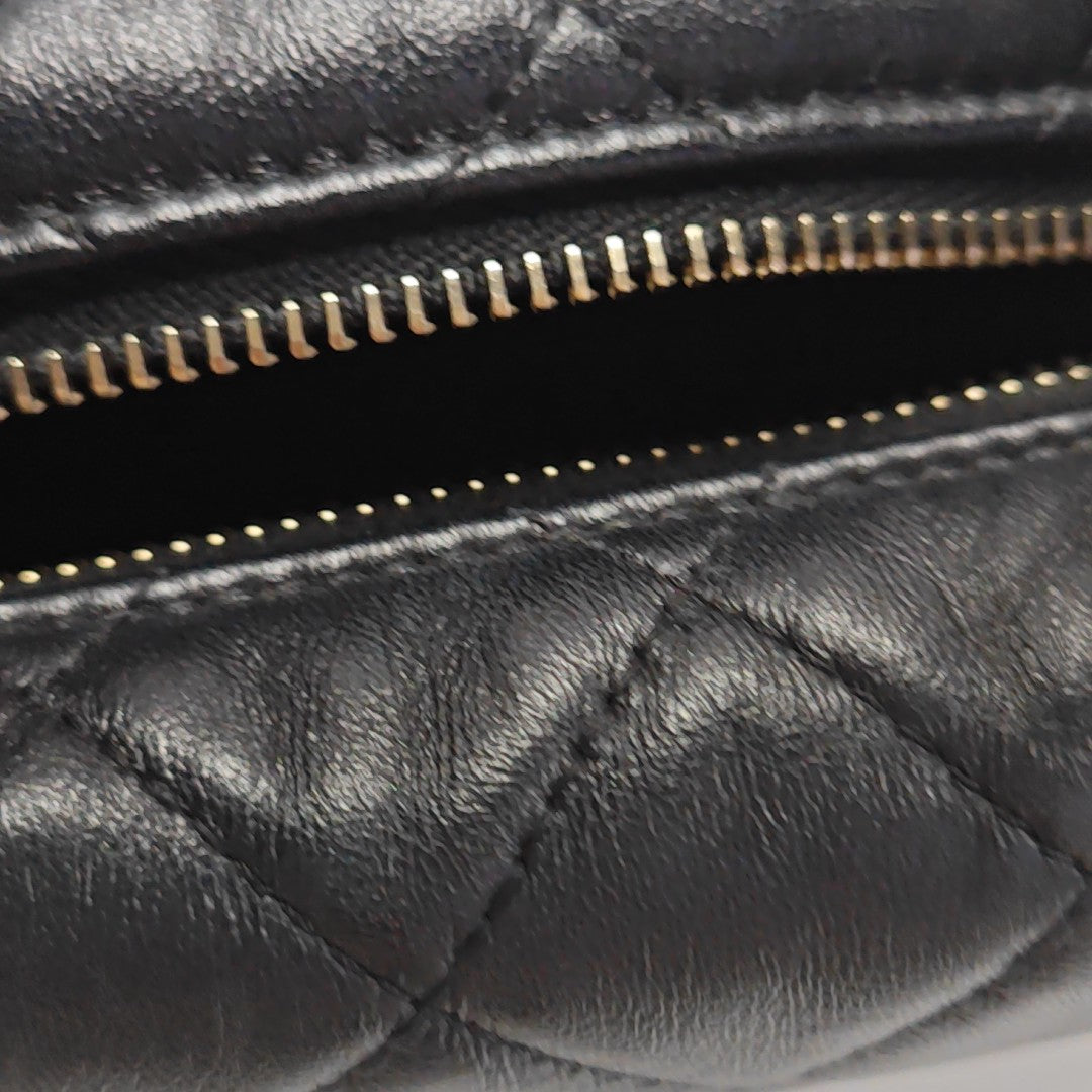 Quilted Lambskin Top Handle Bag Mini Black
