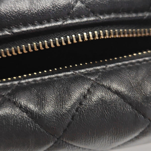 Quilted Lambskin Top Handle Bag Mini Black