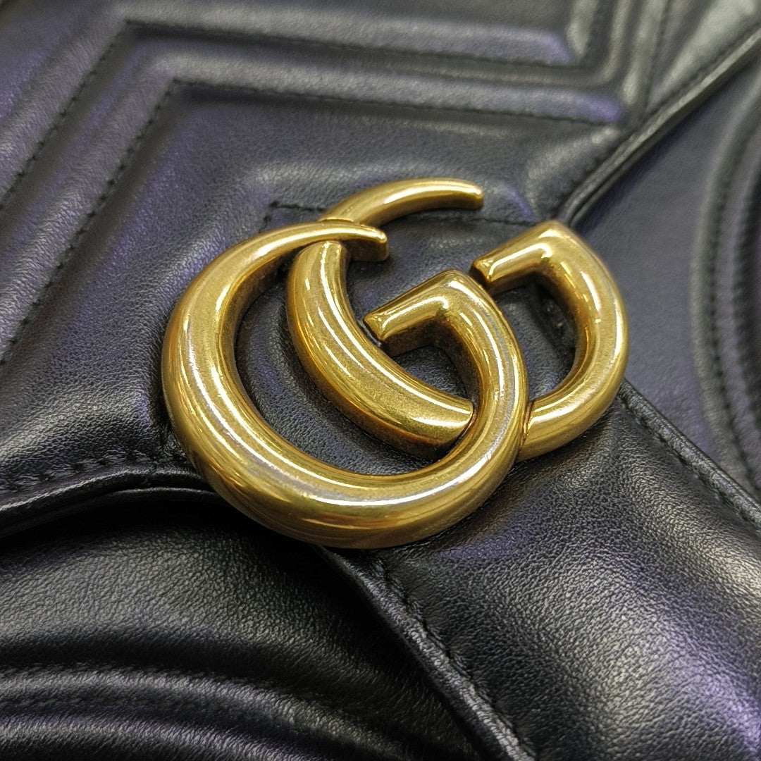 GG Marmont Medium Quilted Calfskin Black