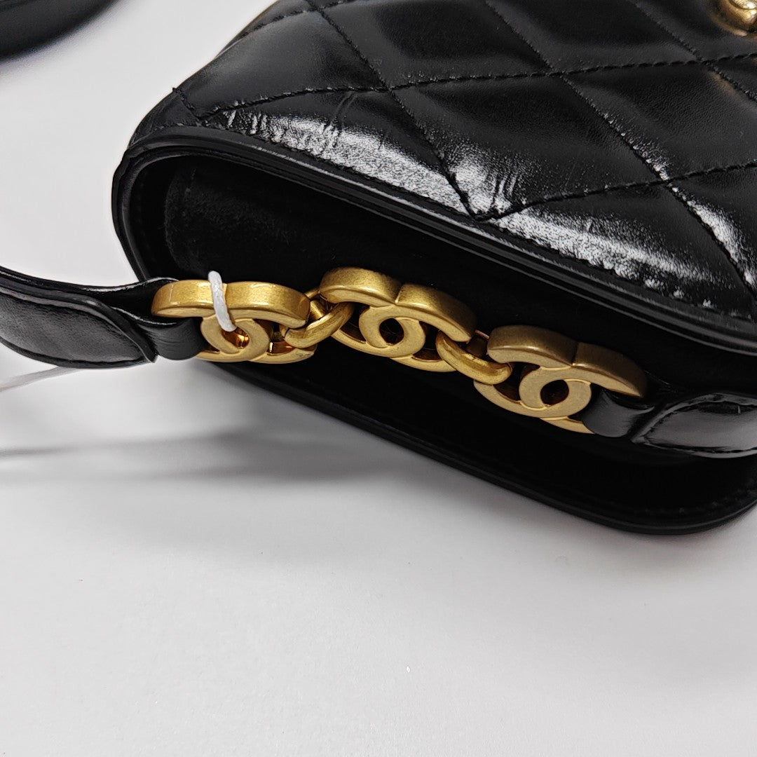 Quilted Calfskin Shoulder Bag Black