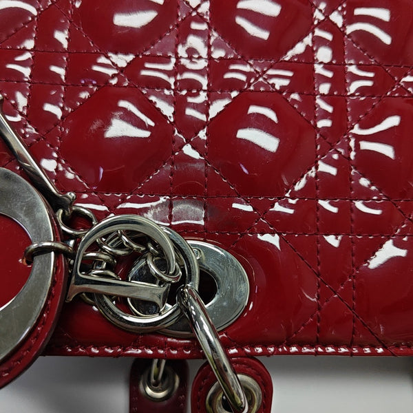 Lady Dior Large Cannage Patent Leather Red