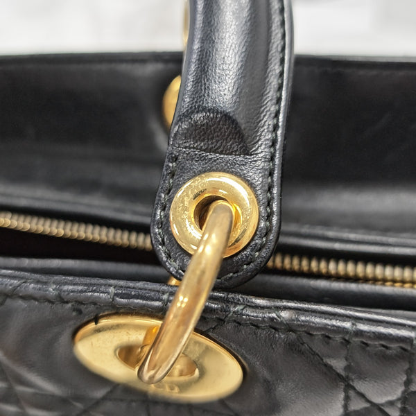 Lady Dior Large Cannage Lambskin Black