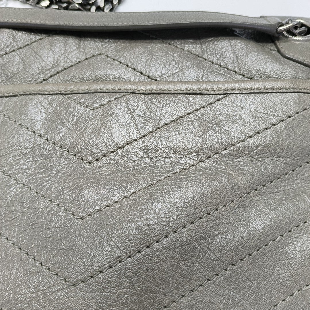 NIKI Medium Chevron Calfskin Green