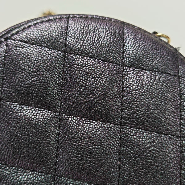 ROUND Quilted Calfskin Metallic